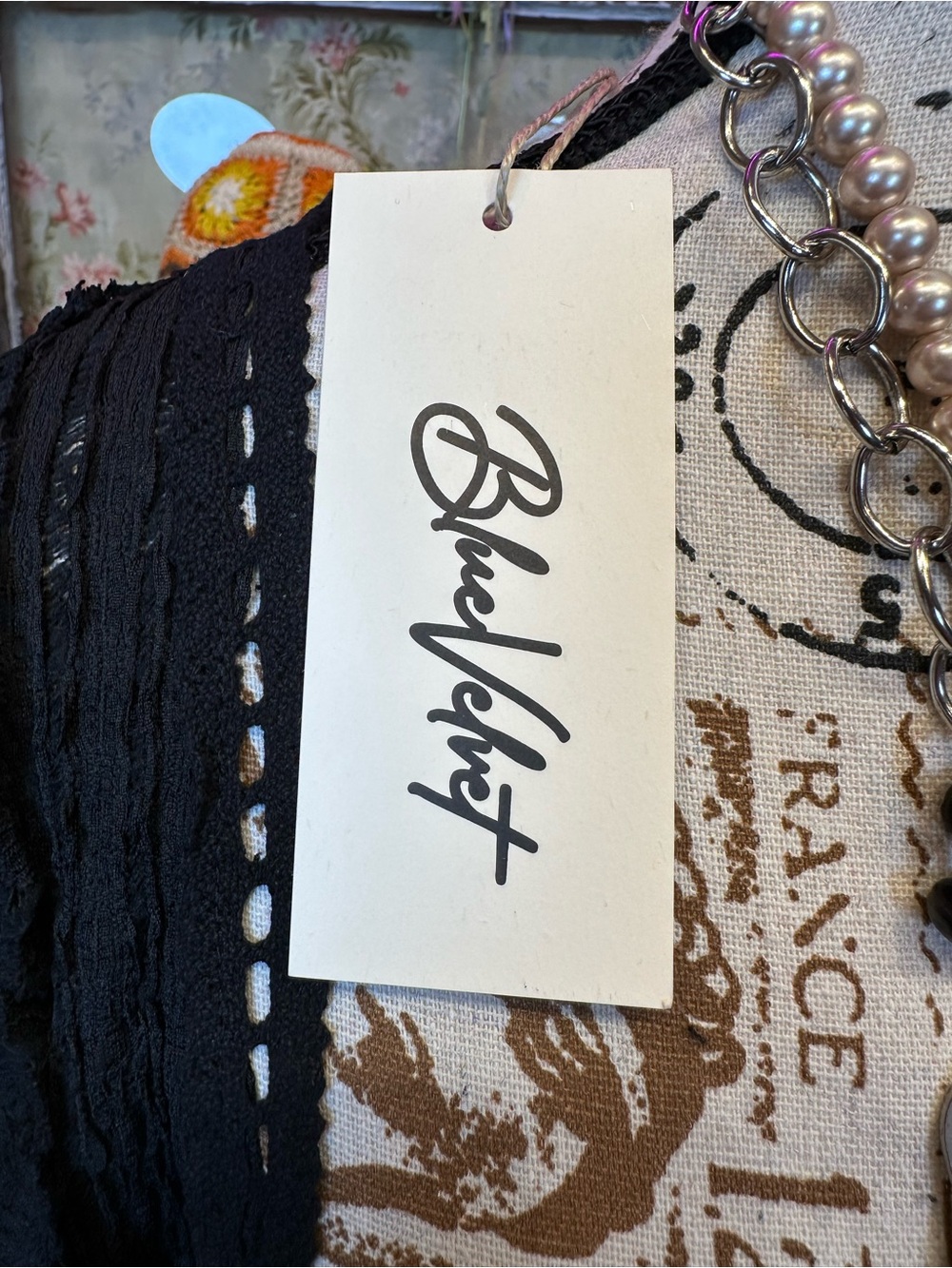 Blue Velvet Ruffle Poncho Top-Black - Picture 9 of 10